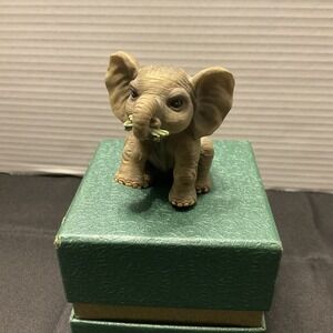 Baby African Elephant Figurine Eating‎ Hamilton Collection
